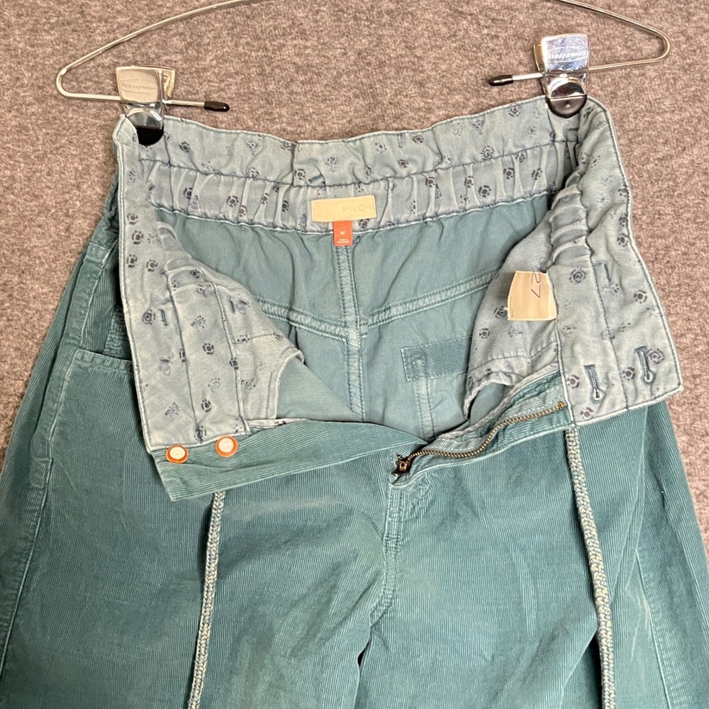 Pilcro The Coastal Wide Leg 27 Corduroy Pants Green Paperbag Waist Indie - Picture 13 of 13